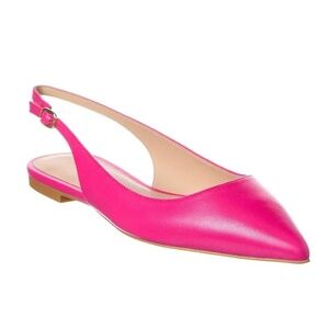 New Stuart Weitzman Mara Leather Slingback Flat Pink Sz 6.5